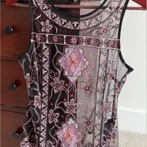 White House Black Market Black and Pink Tank Top